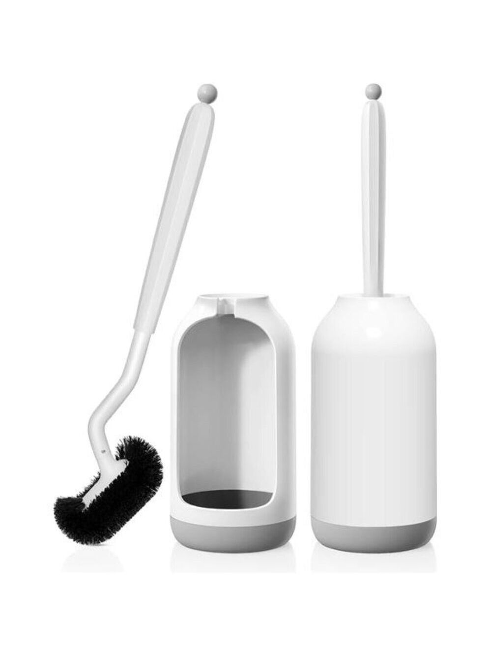 Toilet Brush Set 2 Pack Bathroom Cleaner Deep Cleaning Curved Bristle Holder